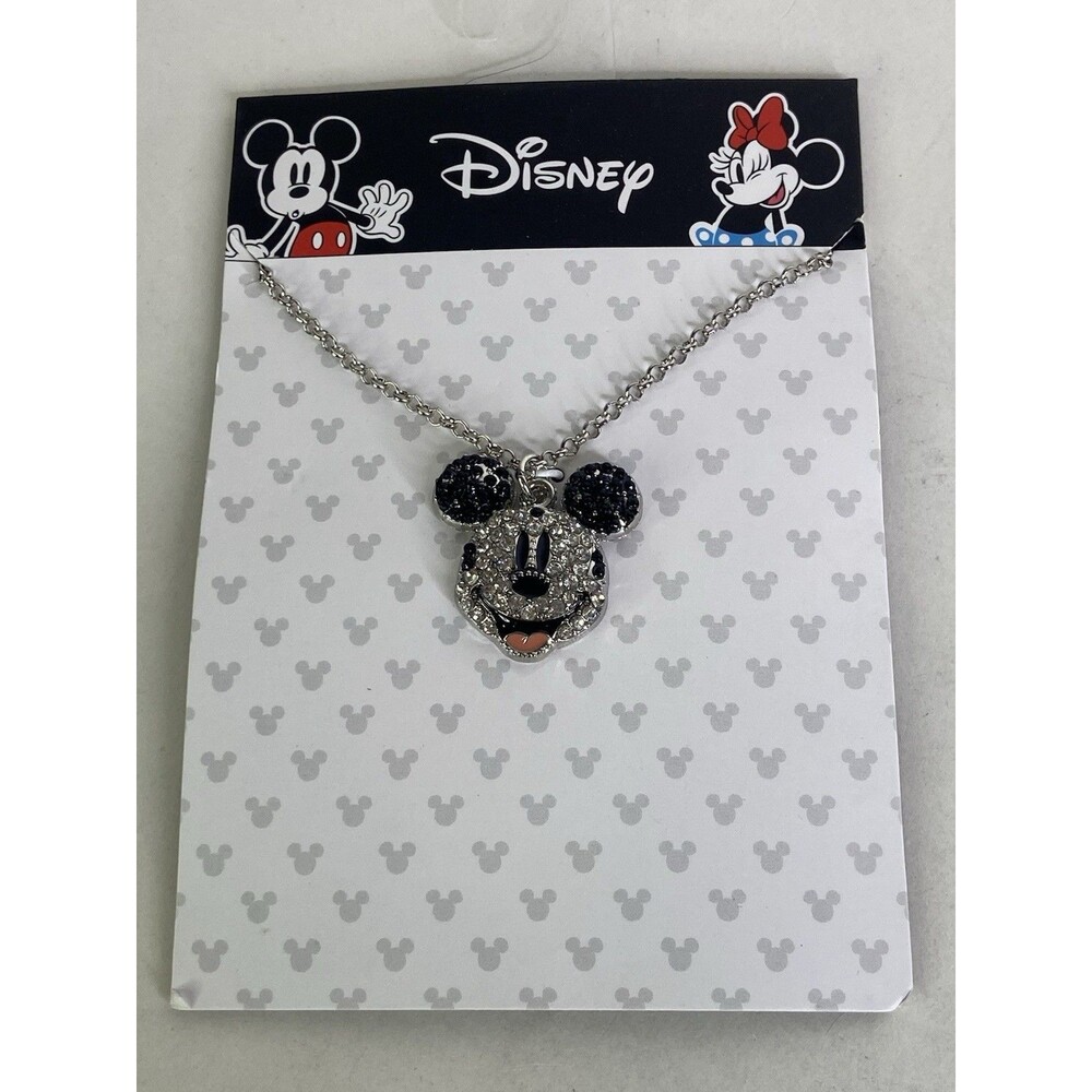 Disney Mickey Mouse Crystal Bling Pendant Necklace NEW